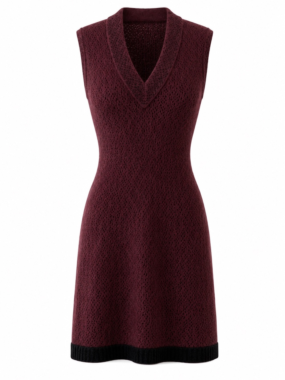 Alaïa Paris Burgundy Textured‎ Knit Bodycon Dress Size 40